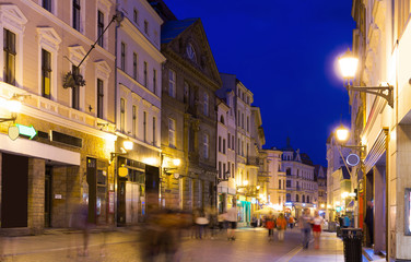 Fototapeta premium Torun city historical streets and building at evening in Poland