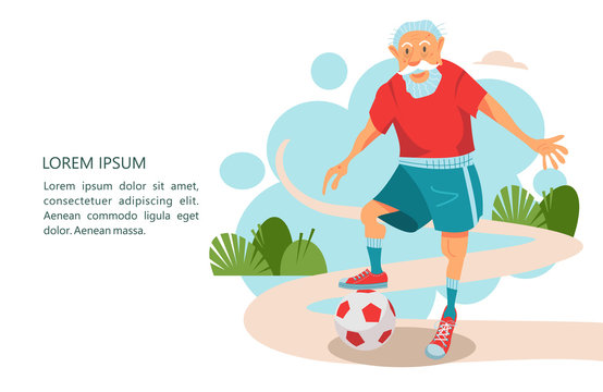 Elderly pensioners engaged in sports. Vector illustration.