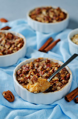 Sweet potato banana baked oatmeal with pecan crumb crust