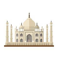 Taj Mahal monument at Agra, India flat design vector icon