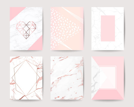 pink and rose gold marble background vector collection design for wedding invitation cards ,cover, poster, banner and packaging design