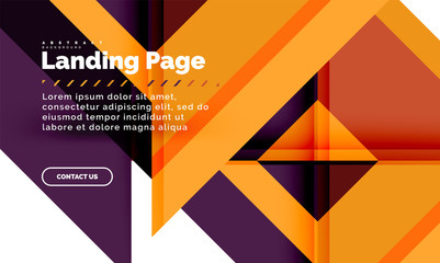 Square shape geometric abstract background, landing page web design template