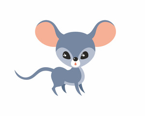 Cute mouse in cartoon stile isolated on a white background. Childhood vector illustration.