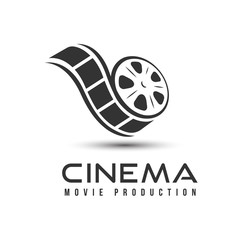 cinema icon, emblem isolated on white background