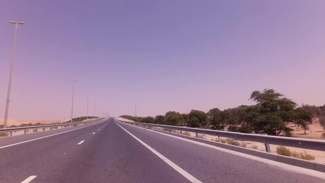 Road from Oasis Liwa to the Abu Dhabi stock footage video