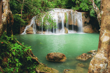 Fototapeta na wymiar Erawan waterfall of Thailand.