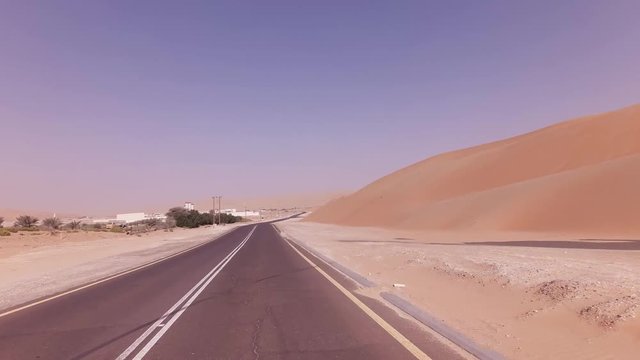 Road from Oasis Liwa to the Abu Dhabi stock footage video