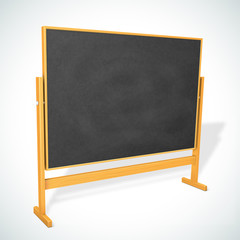Realistic wooden black blackboard. Turned chalkboard for your web design. Board for education. Vector illustration