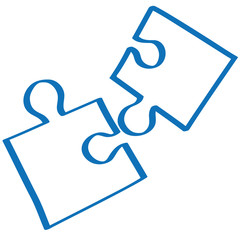 Handgezeichnetes Puzzle in dunkelblau