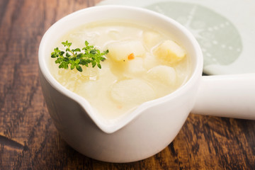Fresh soup of white asparagus