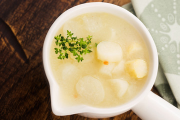 Fresh soup of white asparagus