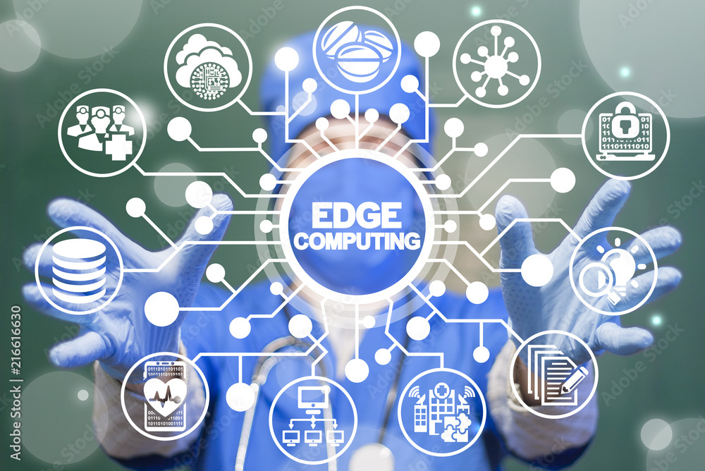 Poster doctor offers a edge computing on a virtual circuits medical informative panel. edge computing healt