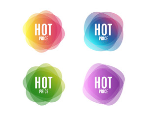 Hot Price. Special offer Sale sign. Advertising Discounts symbol. Colorful round banners. Overlay colors shapes. Abstract design concept. Vector