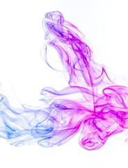 Colored smoke on white background