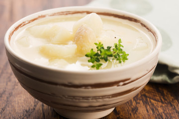 Fresh soup of white asparagus