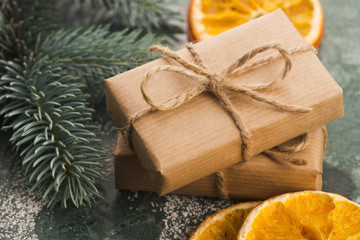 Stack of two holiday gifts