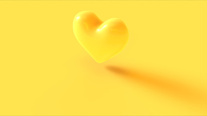 Yellow Heart 3d Icon 3d illustration 3d render