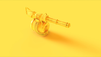 Yellow Mini Gun 3d illustration 3d render