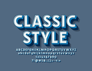 Vector retro Style Alphabet Letters, Numbers and Symbols. 3D Vintage Font for Banner, Emblem, Logo