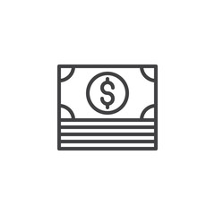 Dollar money outline icon. linear style sign for mobile concept and web design. Cash money simple line vector icon. Symbol, logo illustration. Pixel perfect vector graphics