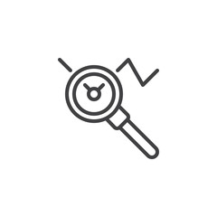 Search graph outline icon. linear style sign for mobile concept and web design. research magnifier chart simple line vector icon. Symbol, logo illustration. Pixel perfect vector graphics