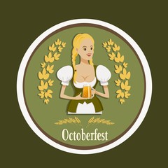girl in traditional clothes with a glass of beer, oktoberfest