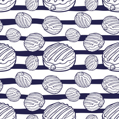 donuts seamless pattern vector illustration