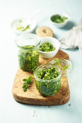Homemade pesto sauce