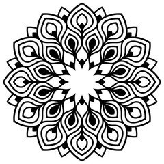 Laser cutting flower. Vector mandala for coloring book. Floral ornament for antistress adult drawing. Complex design.