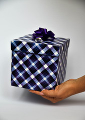 Gift box in hands.