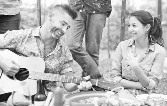 Group of people enjoying the music together
