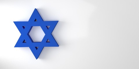 Blue Jewish star of David. 3d rendering