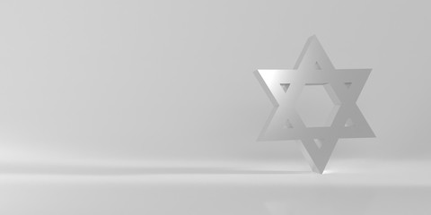 Silver Jewish star of David. 3d rendering