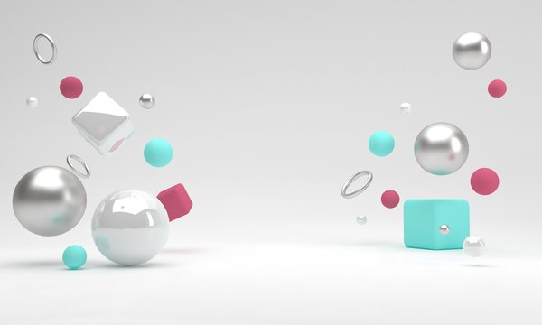 Fototapeta Abstract geometric shape scene. 3d rendering. Front view.