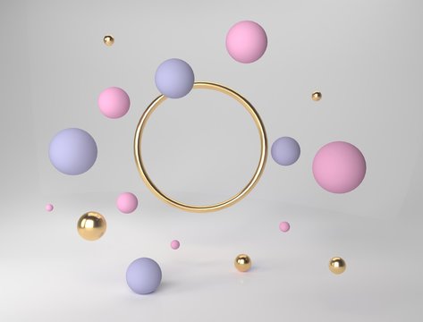 Abstract geometric shape scene. 3d rendering. Front view.