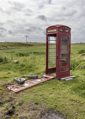 A derelict telephone box at Malacleit on the island of North Uist