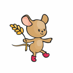 Cute mouse in doodle style isolated on a white background. Childhood vector illustration.