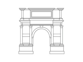 Triumphal arch outline icon isolated on white background, vector eps10 illstration