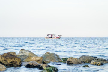 Fishing boat on the high seas in Leptokaria Greece