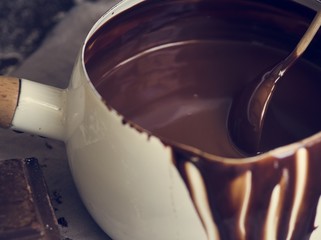 Dark chocolate sauce food photography recipe idea