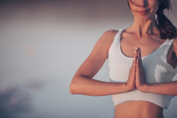 Young girl practicing yoga