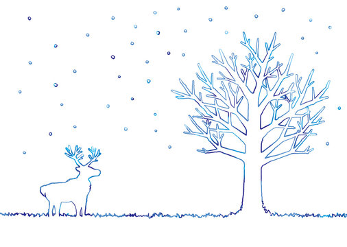 冬の木とトナカイのイラスト Stock Illustration Adobe Stock 冬の木とトナカイのイラスト Stock Illustration Adobe Stock
