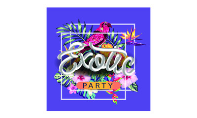 tropical collection with exotic flowers and leaves vector design isolated elements on the white, stock vector tropical a covers hawaiian exotics backgrounds palm leaves with frames use for invitation 