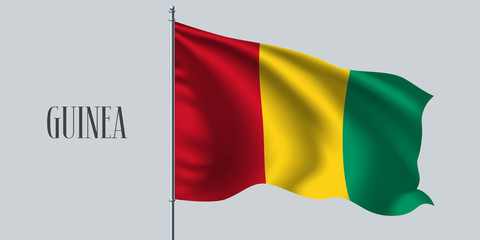 Guinea waving flag on flagpole vector illustration