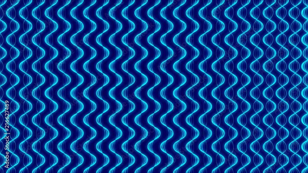 Aufkleber abstract line glowing wave zigzag rotate moving illustration blue color on dark blue background seam