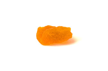 Dried apricot close-up isolated on a white background.