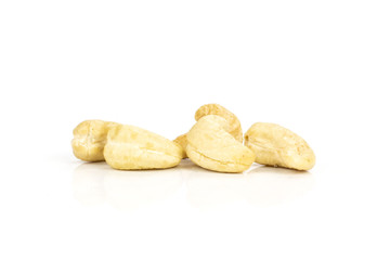 Fototapeta na wymiar Group of five whole raw cashew nut isolated on white background