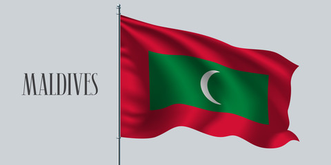 Maldives waving flag vector illustration