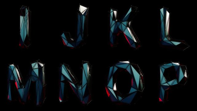 Alphabet from plastic isolated on black background. 4K