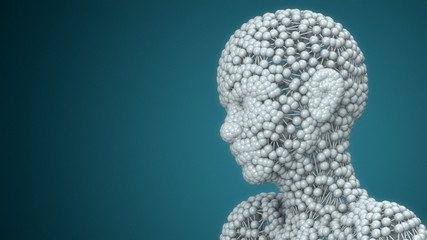 3d render. Head Human shattered portrait
